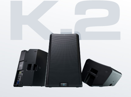 Front, back, and horizontal view of the K.2 Series Premium Powered Loudspeakers